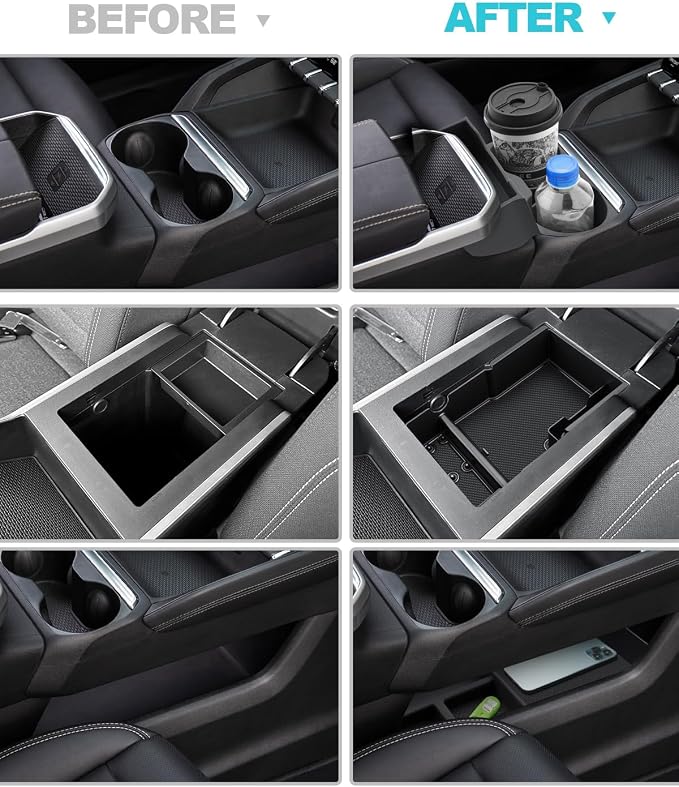 CDEFG 4Pcs for 2025 2026 GMC Terrain Center Console Organizer for 2025 2026 GMC Terrain Accessories Middle Console & Lower Console Organizer Storage Box & Cup Holder