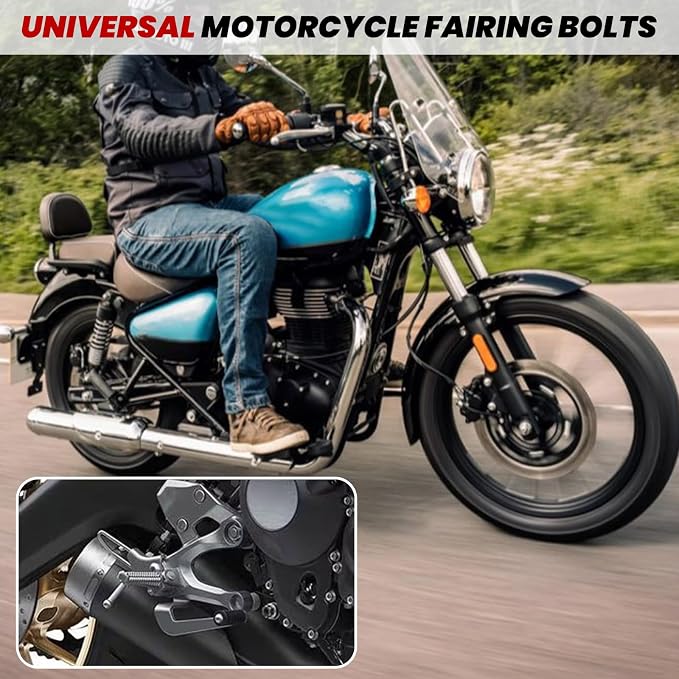 177Pcs Motorcycle Fairing Bolt Kit, M5 M6 Stainless Steel Windscreen Screws Fastener Clips Universal Fit for Sportbike Kawasaki Suzuki Honda Yamaha BMW Ducati GSXR Motorcycle(Black)