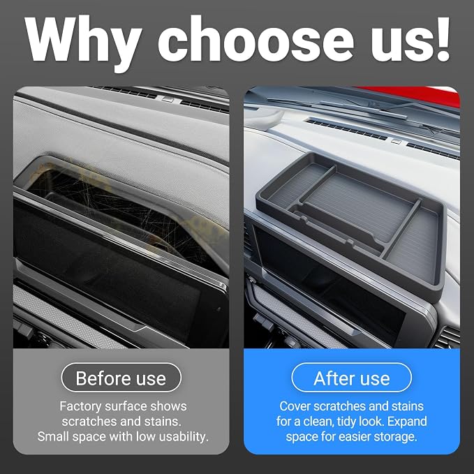Dashboard Storage Organizer Compatible with 2022-2026 Chevy Silverado GMC Sierra 1500 2024-2026 2500HD 3500HD Silicone Storage Tray Replacement for 2022-2026 Chevy Silverado Accessories