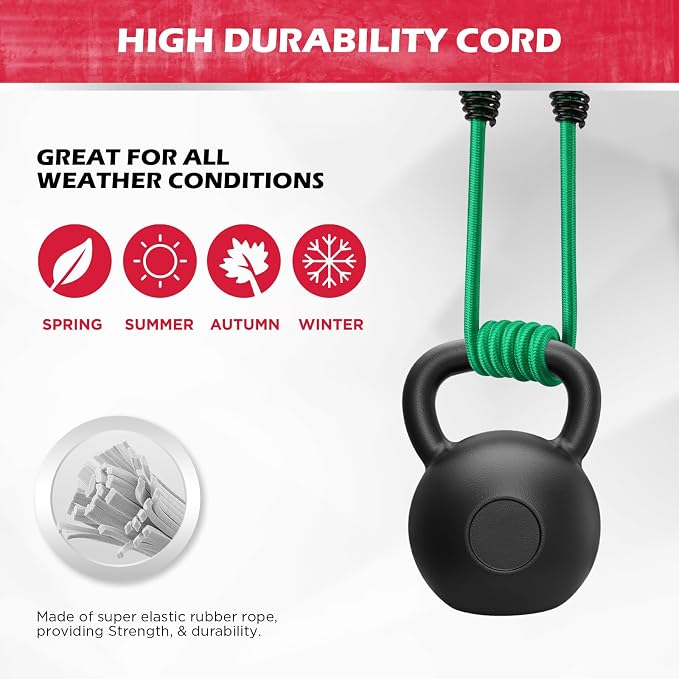 24-Piece Premium Bungee Cords Heavy Duty Outdoor, Bungee Cords with Hooks in a Storage Jar Includes 10", 18", 24", 30", 36", 48" Bungie Cord Bundle Assortment for Camping, Tent, Fastening Items