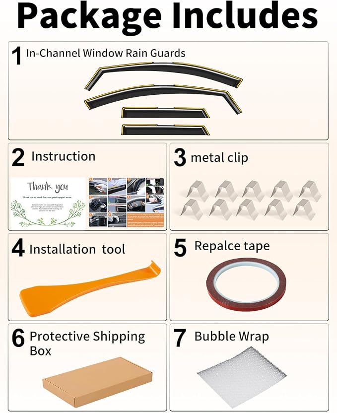 in-Channel Window Rain Guards Fit for Hyundai Santa Cruz 2022-2026 Rain Guards Extra Durable Window Deflectors Visors Vent Visors Shades Vent Car Accessories -4 pcs