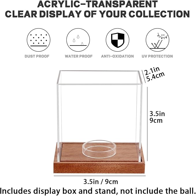 LITY Hockey Puck Display Case, No Assembly Required Acrylic Clear Holder with Wood Base, Autograph Souvenir Display Stand, Perfect Showcase for Your Collection