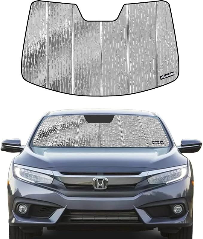 Pigenius Windshield Sunshade for Honda Civic 2016-2018 (Not Touring), Reversible Silver/Black