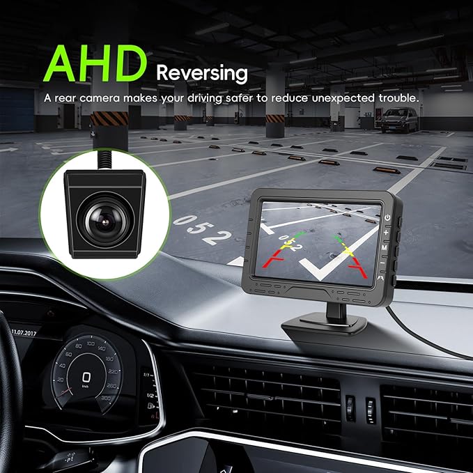 Backup Camera Car Rear View Camera for Car Truck 1080P IR Night Vision with Monitor 360° Adjustable Rear View Camera IP68 Waterproof, 4.3" Display for SUV