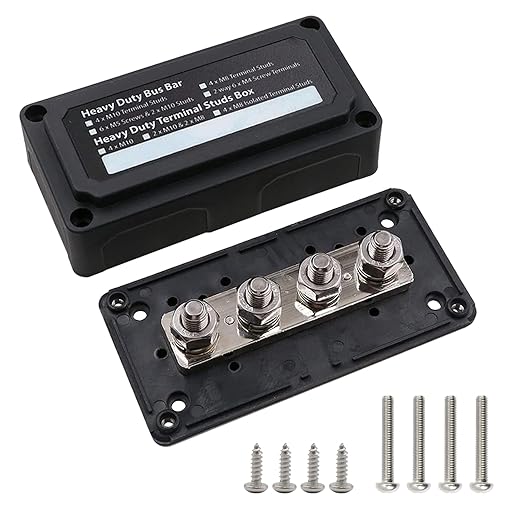4 x M10 (3/8") Studs Power Distribution Block Bus Bar 12V, Ampper Waterproof HD 300A Marine BusBar Battery Distribution Block W/Cover for Auto Boat Solar (Black)