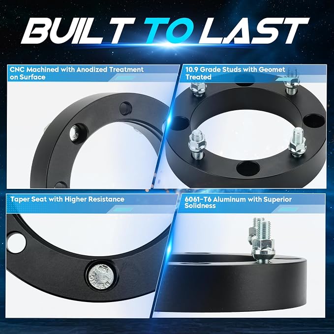 ILONPA 4x156 2 inch (50.8mm) ATV Wheel Spacers w/131mm Bore for 2013-2017 Polaris Ranger XP 900 EPS, 2015-2017 RZR 900 EPS Trail, 2014-2017 RZR XP 1000 EPS, 12x1.5 Studs Wheel Adapters, Set of 4