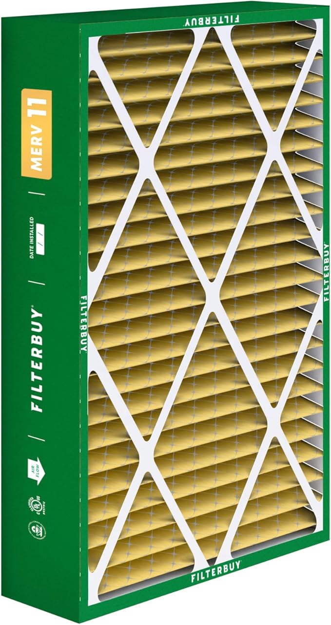 Filterbuy 16x25x5 Air Filter MERV 11 Superior Pet & Allergy Defense (1-Pack), Pleated HVAC AC Furnace Filters for Amana, Coleman, Goodman, Maytag, York, and More (Actual Size: 15.38 x 25.50 x 5.25)