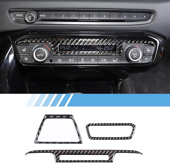Real Soft Carbon Fiber Car Center Console Headlight Switch Box/Air Conditioning Control Panel/Warning Light Switch Panel Decorative Stickers,for Toyota Supra 2019-2022,3PCS (Black)