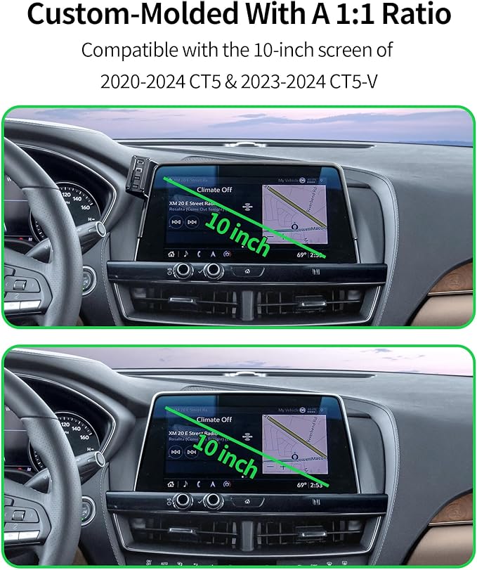 Wireless Charging Car Phone Holder for Cadillac CT5 2020-2024 / CT5-V 2023-2024, 10" Screen Fixed Clip, 360° Rotation Car Phone Mount Compatible with MagSafe