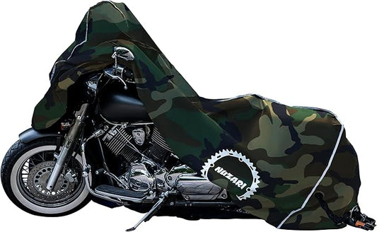 Nuzari Heavy Duty Motorcycle Cover - Motorcycle Covers Waterproof Outdoor Storage - Dirt Bike Covers (Camouflage, Large)