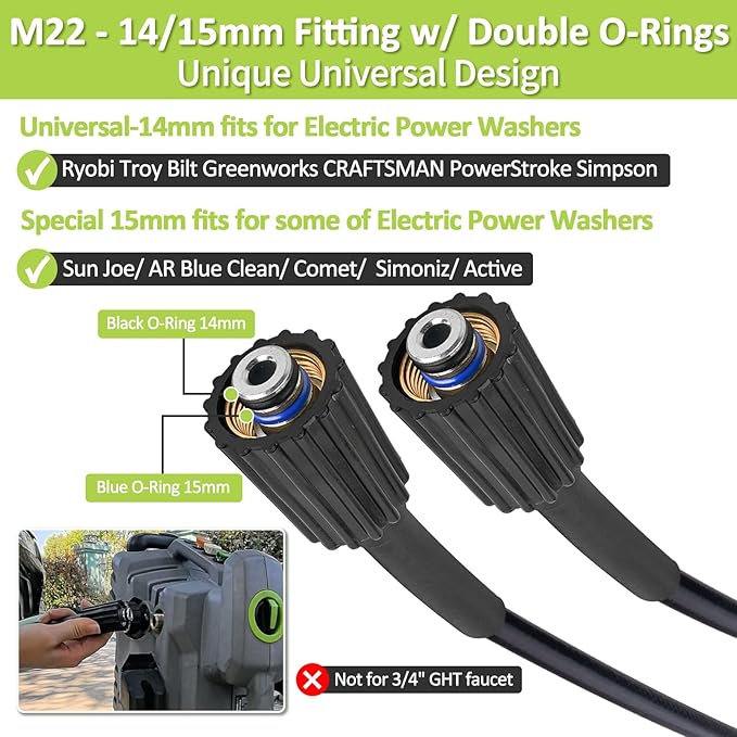 Bear Force Replacement Spray Gun with Extension Wand & 32FT Hose Kit, Compatible with Some of Ryobi, Greenworks, Craftsman, Kar-cher, SunJoe, Westinghouse, LWQ Electric Pressure Washer Max 1900 PSI