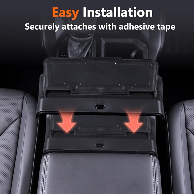 For Center Console Organizer Tray for 2026 Toyota RAV4 Hybrid&RAV4 Plug-in Hybrid with Cover Lid - [Keeps Flush with the Armrest Lid for Enhanced Driving Comfort] - Black