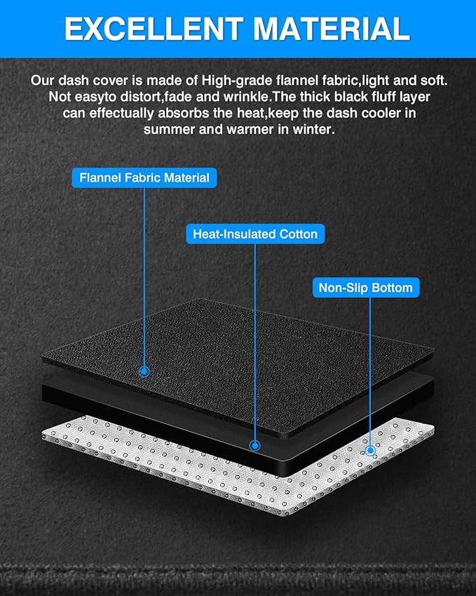 Autorder Dashboard Cover Mat for 2005-2015 Toyota Tacoma Pickup Accessories Dash Cover Flannel Dash Mat Sunshade Glare UV Rays Protector