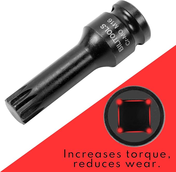 BILITOOLS 8-Piece Impact XZN Triple Square Spline Bit &Hex Allen Bit &Torx Bit Socket Set 1/2 inch Drive, M5-M18, Cr-Mo Steel