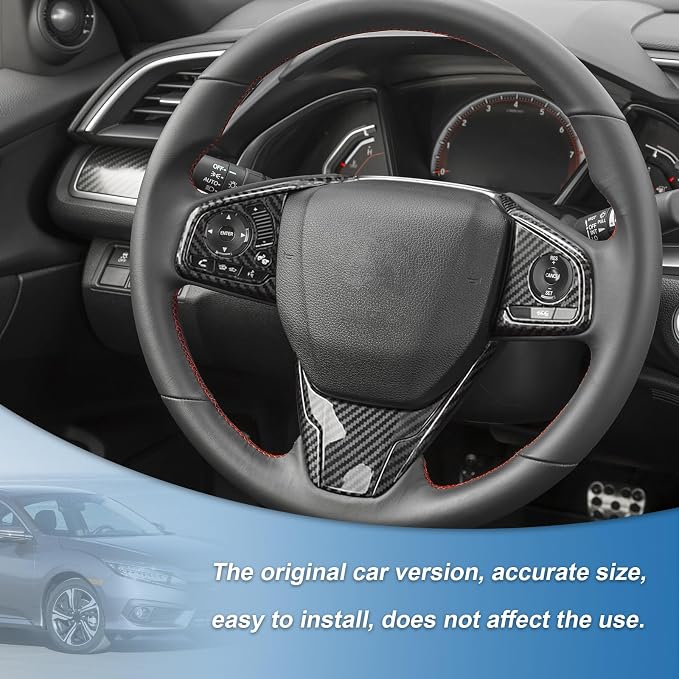 Carbon Fiber Steering Wheel Cover Compatible with Honda Civic 10th Gen 2016-2021