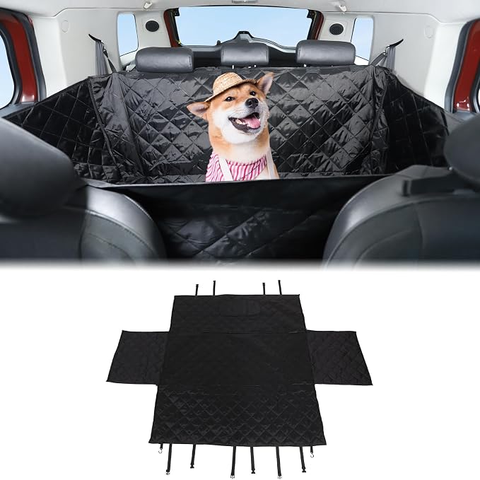 Aunginsy Dog Car Seat Cover for Pets Compatible with Toyota FJ Cruiser 2007-2021 Accessories, Backseat Pet Cover Protector, Second-Row Seat Waterproof Scratch Proof Nonslip Dog Hammock with Side Flap