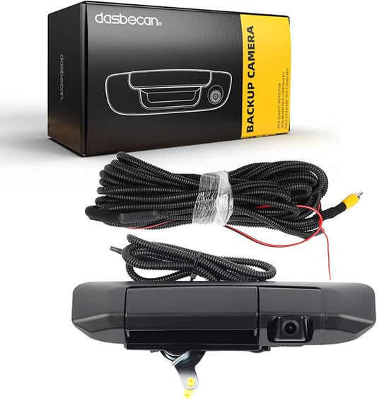 Dasbecan Tailgate Handle Rear View Backup Camera 6909004020 Compatible with Toyota Tacoma 2005-2015 Black Aftermarket Replacement Reverse Parking Liftgate Latch Handle Camera (RCA Connector)