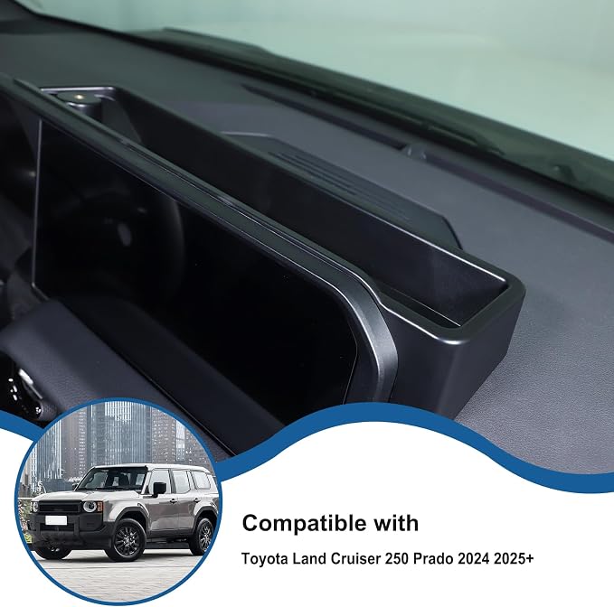 Dashboard Storage Box Compatible with Toyota Land Cruiser 250 Prado LC250 J250 2024 2025 2026, ABS Center Console Organizer Tray Navigation Screen Behind Storage Box