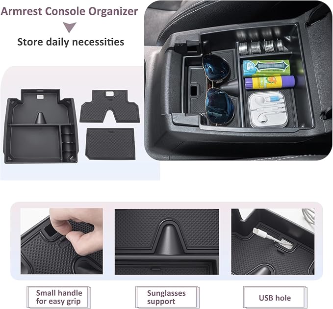 JDMCAR Center Console Organizer and Center Console Cover Compatible with 2023 2024 2025 Chevy Colorado/GMC Canyon Accessories
