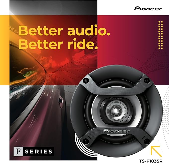 PIONEER F-Series TS-F1035R 4” 2-Way Speakers (Pair) – 150W Max, Balanced Sound + Smooth Treble, Great Stock Replacement, High-Efficiency Speaker Designed for OEM Power