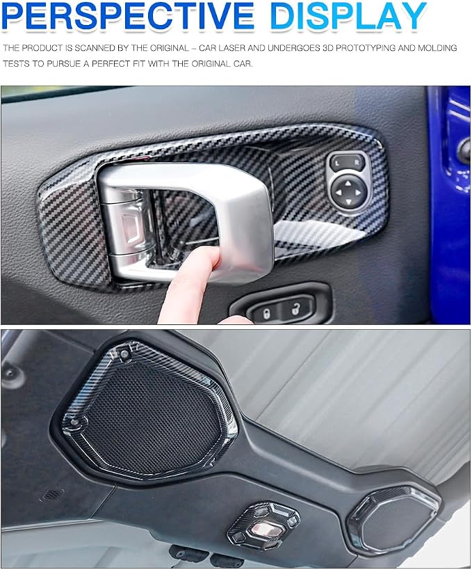 Barong for Jeep Wrangler JL JLU Gladiator JT 2018-2023 Accessories Interior Decoration Steering Wheel Gear Cup Holder Door Panel AC Air Vent Reading Light Cover 23PCS Full Set (Carbon Fiber)
