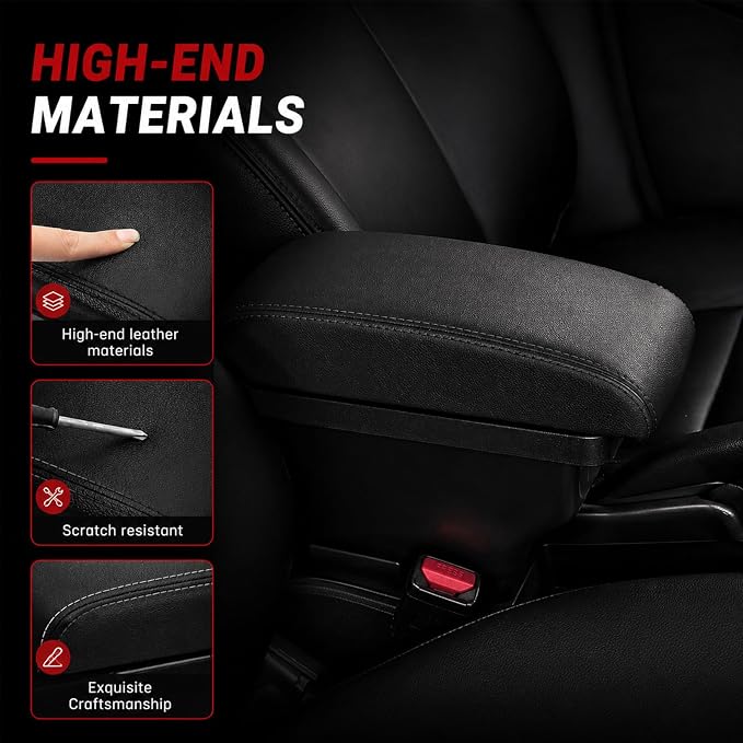 Car Armrest Box Compatible with Honda Fit Jazz Hatchback 2009-2013 Accessories Storage Center Console Double Layer Armrest Organizer Box with USB Ports Black Stitching