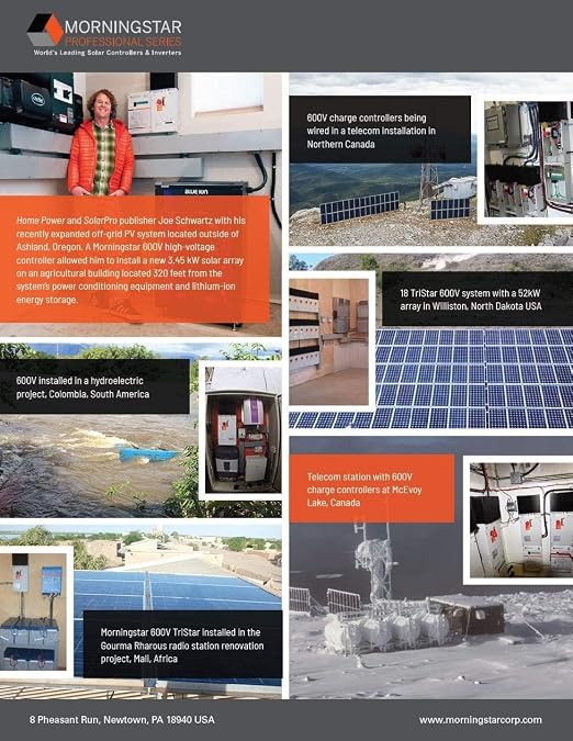 Morningstar Tristar MPPT 600V Solar Charge Controller w/ Disconnect Box (TS-MPPT-60-600V-48-DB) - Intelligent High Voltage Solar Panel Regulator for LA/Li Batt. 97.9% Effic. Data/Comms