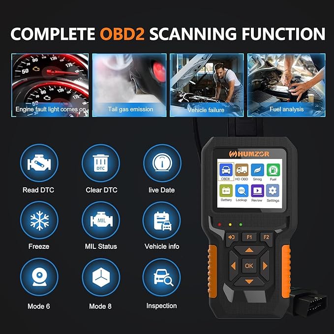 Heavy Duty Truck Scanner NC601, Diesel Diagnostic Scan Tool & Code Reader for Cummins, Freightliner, Detroit, Volvo, Paccar, 2 in 1 Truck & Car Engine Code Reader/OBD2 Scanner