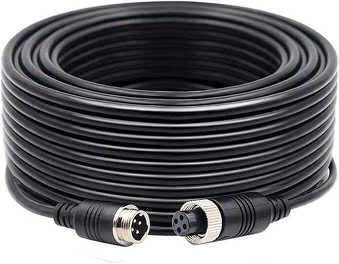 4-Pin Extension Cord for Vehicle Backup Camera, 66FT 20M Car Backup Camera Extension Cable Aviation Adapter Waterproof Shockproof for Vehicle Rearview Backup Camera Kit on Truck Trailer Camper Bus