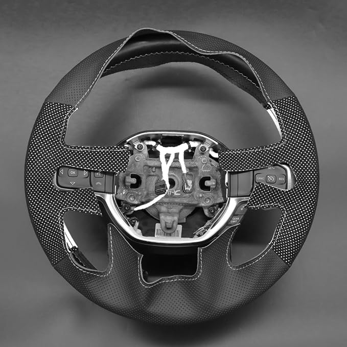 MEWANT Hand-Stitched Steering Wheel Cover Wrap for Dodge Ram 1500 2019-2023 Steering Wheel Accessories for Dodge Ram(Backsides Without Buttons)