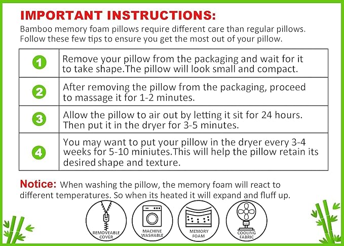 DreamField Linen Memory Foam Bamboo Pillow Queen Size - [Adjustable] for Sleeping - Cool & Breathable Cover with Zipper Rayon Derived from Bamboo - Relieves Neck Pain - Back/Stomach/Side Sleeper