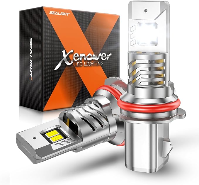 SEALIGHT 9004 Bulbs, 40000LM 8X Brightness 9004 Fog Lights, 6500K Cool White Bulbs with 15000RPM Fan, Plug and Play, IP68 Waterproof, Pack of 2
