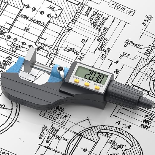 HDLKNAK Digital Micrometer, Outside Micrometer Precision Measuring Tool, 0-1"/0-25 mm, Inch/Metric 0.00005"/0.001 mm, Machinist Thickness Gauge Tool, Large LCD Display
