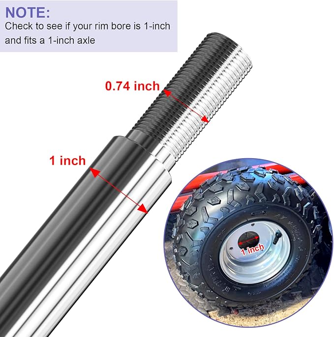 Heavy Duty DIY Steel 44" Go Kart Live Axle Kit 1" Diameter 3/4" Step Down 3/4-16" Fine Thread Ends 1/4" Keyway Replacement for Go Kart Cart ATV Quads Dune Buggies with Rear Axle Bearing Kit