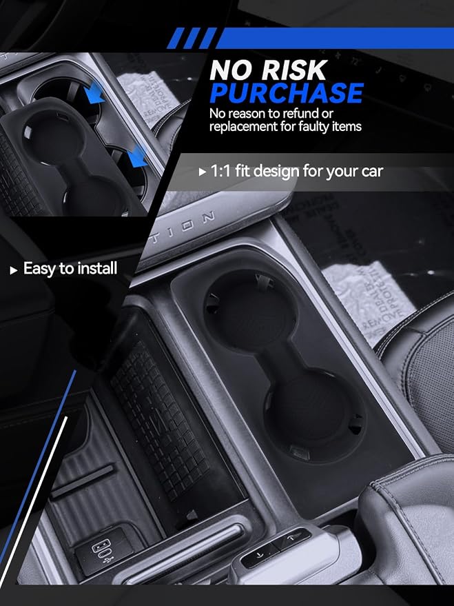 for Expedition Cup Holder 2025-2026 Expedition(Active/Platinum/Tremor/King Ranch) Accessories 2 Pcs Silicone Center Console Cup Holder Insert Durable