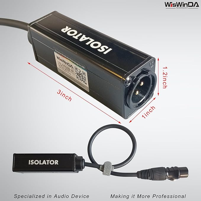 XLR Ground Loop Isolator Hum Eliminator for Home Stereo System/Speaker/Car Audio/Car Kit/Audio Player (Eliminate The Buzzing Noise) (XLR-HiFi Stereo with Cord)