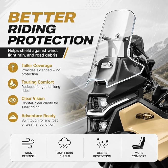 45CM PMMA Higher Windshield Wind Screen Compatible with CFMOTO Ibex 450 2025-2026,4.5MM Thickness,Transparent,CFMOTO Ibex 450 Accessories