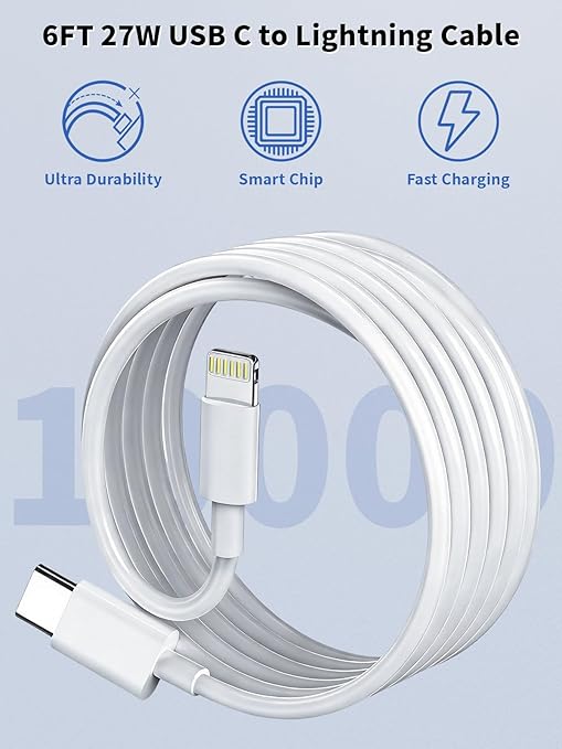 iPhone Fast Charger, [Apple MFi Certified] 20W USB Type C Fast Charging Block Power Delivery iPhone Lightning Charger with 6ft Lightning Cable for iPhone 14 13 Pro Max Mini 12 Pro 11 Xs Max Xr,AirPods