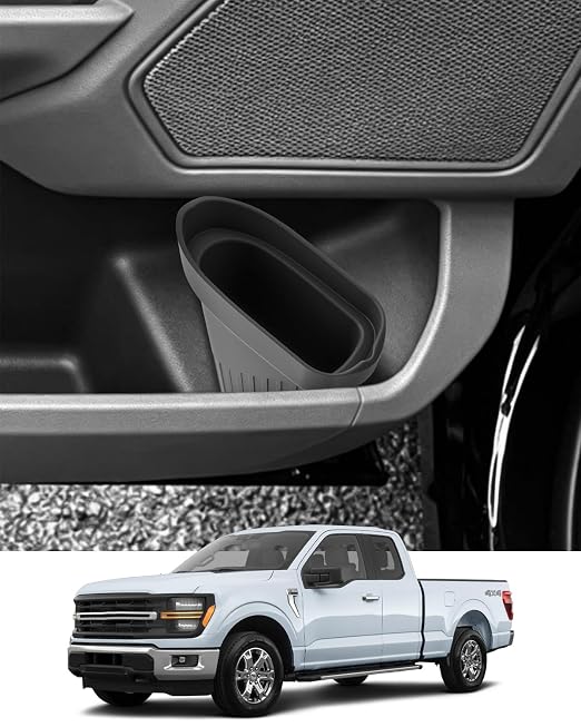 Silicone Car Trash Bin for Door 2026 F150 XLT Car Door Trashcan Trash Holder for2021-2026 F150 Raptor Accessories (STX/XLT/Lariat/Tremor/King Ranch/Platinum/Limited) Driver Passenger Door Bin Flexible