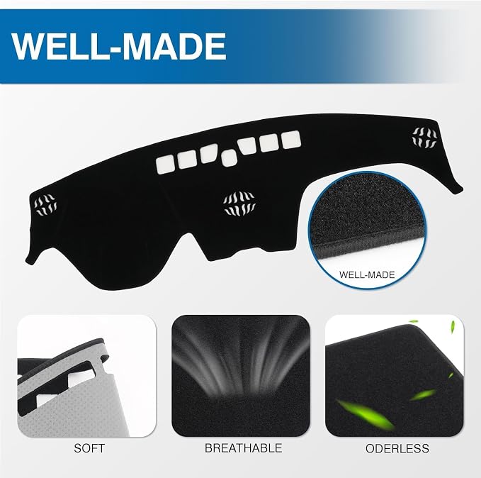 KUST Black Dash Cover for Hyundai Santa Fe 2019 2020 2021 2022 2023 Left Hand Driving Dashboard Cover Polyester Non-Slip Interior Accessories for Santa Fe Sunshade Windshield No Glare