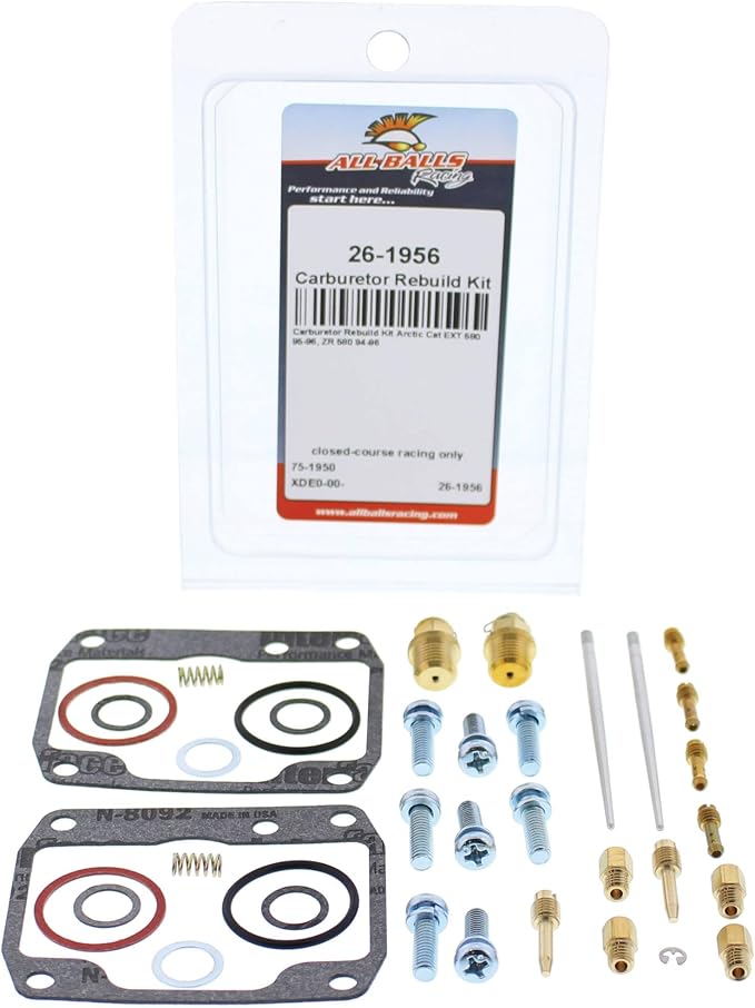 All Balls Racing 26-1956 Carburetor Rebuild Kit Compatible with/Replacement For Arctic Cat EXT 580 1995-1996, ZR 580 1994-1996