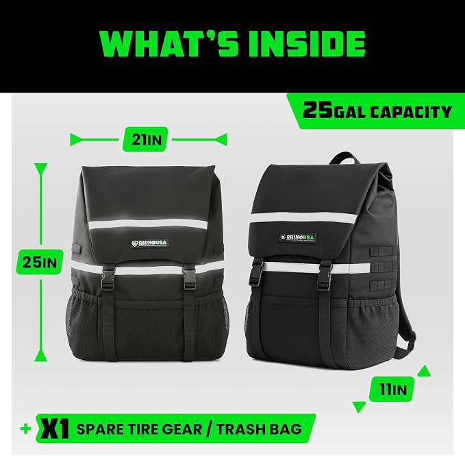 Rhino USA Spare Tire Trash Bag - Ultimate Car Storage Solution For Overlanding Accesories, Firewood, Water, Camping Essentials and More! - Black