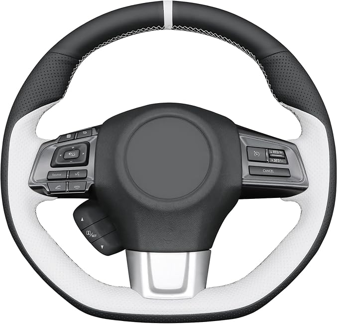 MEWANT Hand Stitch Steering Wheel Cover Wrap for Subaru WRX 2015-2021 / WRX STI 2015-2021 Steering Wheel Accessories for Subaru WRX