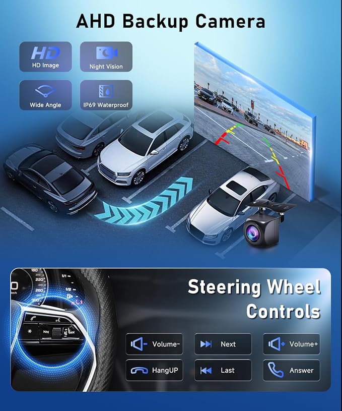 5G WiFi Android 15 Car Radio for VW Passat Jetta Golf Touran Seat Golf Beetle Car Stereo with Wireless Carplay Android Auto,7 inch IPS Touch Scree FM/RDS GPS AHD Backup Camera