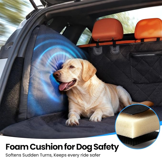 REEVAA SUV Cargo Liner for Dogs, Full Coverage Non-Slip Cargo Cover with Cushioned Sides to Protect Your Dog, Waterproof & Durable, Machine Washable Trunk Protector Mat (L, Black)