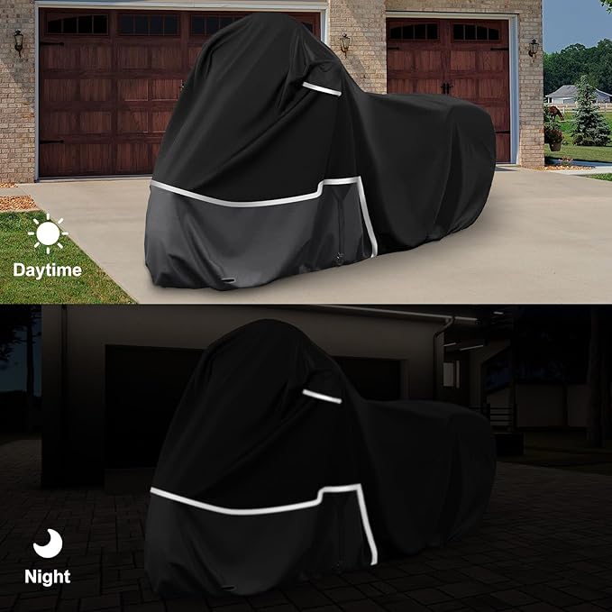 Waterproof Motorcycle Cover Replace for Honda Rebel 300 500 1100 and Shadow 750/ Vtx 1300 /Fury, 420D Oxford Cloth Motorcycle Cover for Snow Rain Dust Protection