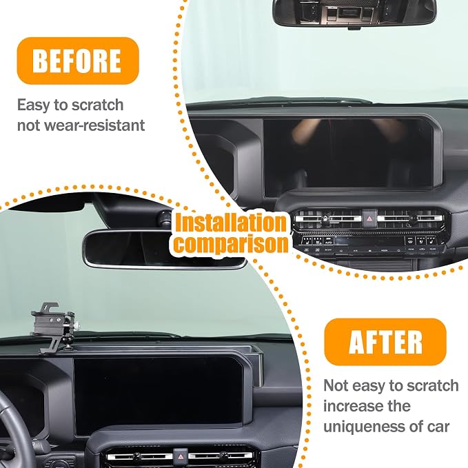 Center Console Dash Organizer Tray Compatible with Toyota Land Cruiser 250 Prado 2024 2025 2026 Navigation Screen Rear Insert Auxiliary Storage Box,Phone Holder Accessories (Style D)
