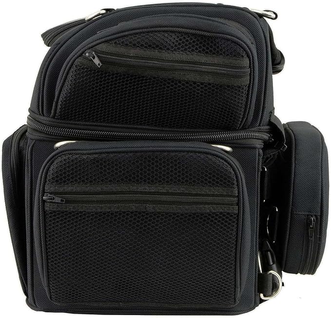 Milwaukee Leather MP8170 Medium Black '5 Pocket' Textile Motorcycle Double Barrel Sissy Bar Rack Bag - Medium