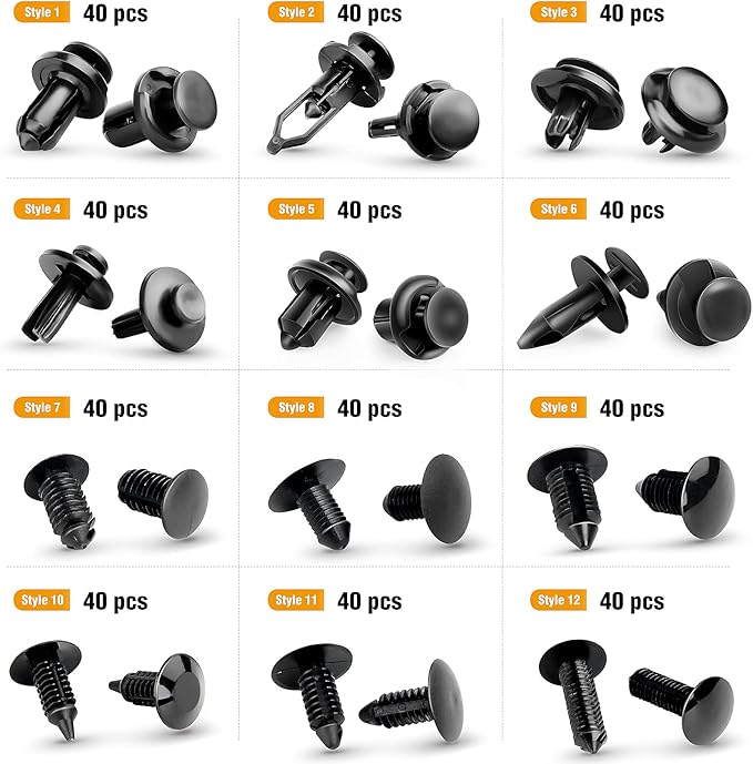 GOOACC 480PCS Bumper Retainer Clips with Fastener Remover Car Plastic Rivets Push Kit -Door Trim Panel for Toyota GM Ford Honda Acura Chrysler