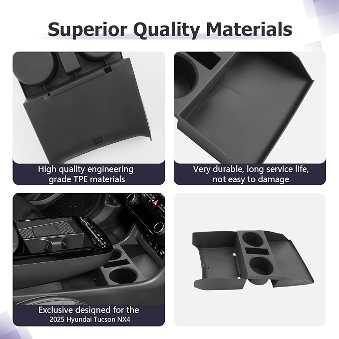 LUWU 2026 Tucson Accessories for 2025-2026 Hyundai Tucson Lower Console Organizer Armrest Box Organizer Tray Only Fit for Tucson Limited/Hybrid - NOT for 2022-2026 Tucson with Automatic Transmission